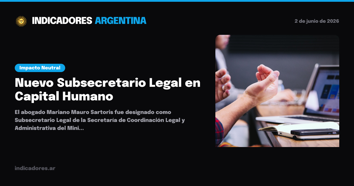 Mariano Mauro Sartoris fue designado subsecretario legal de Capital Humano