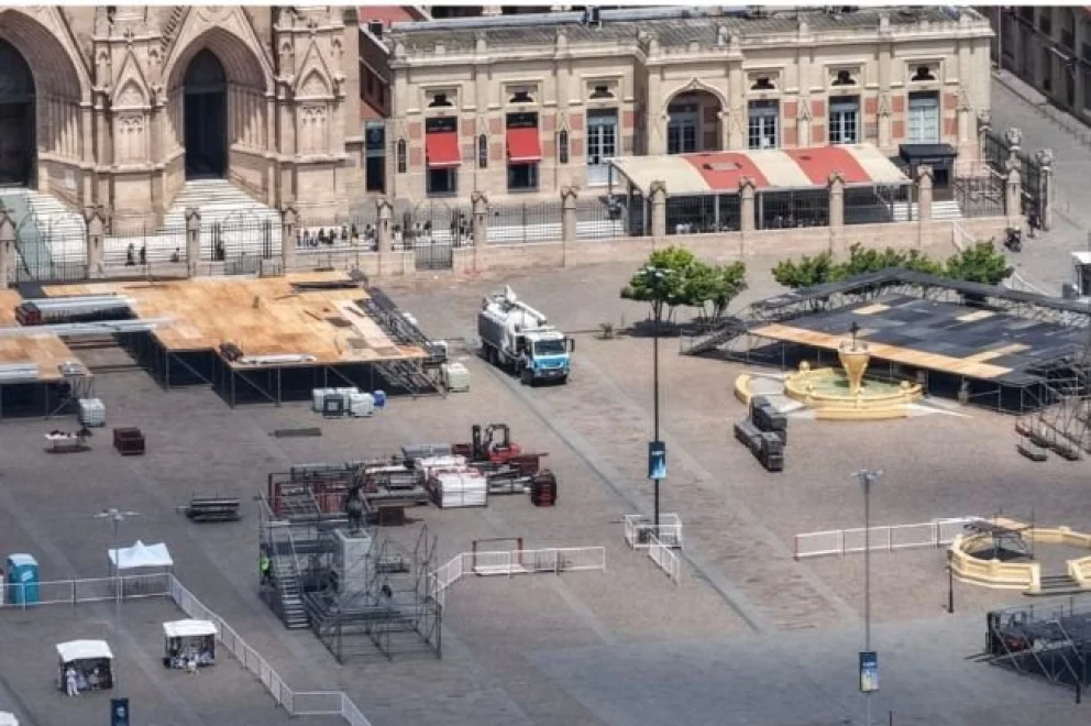 El Papa León XIV en Luján: comenzó el armado del escenario para la Santa Misa y definieron el recorrido del Papamóvil